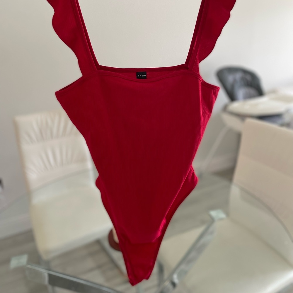 Red Ribbed BodySuit